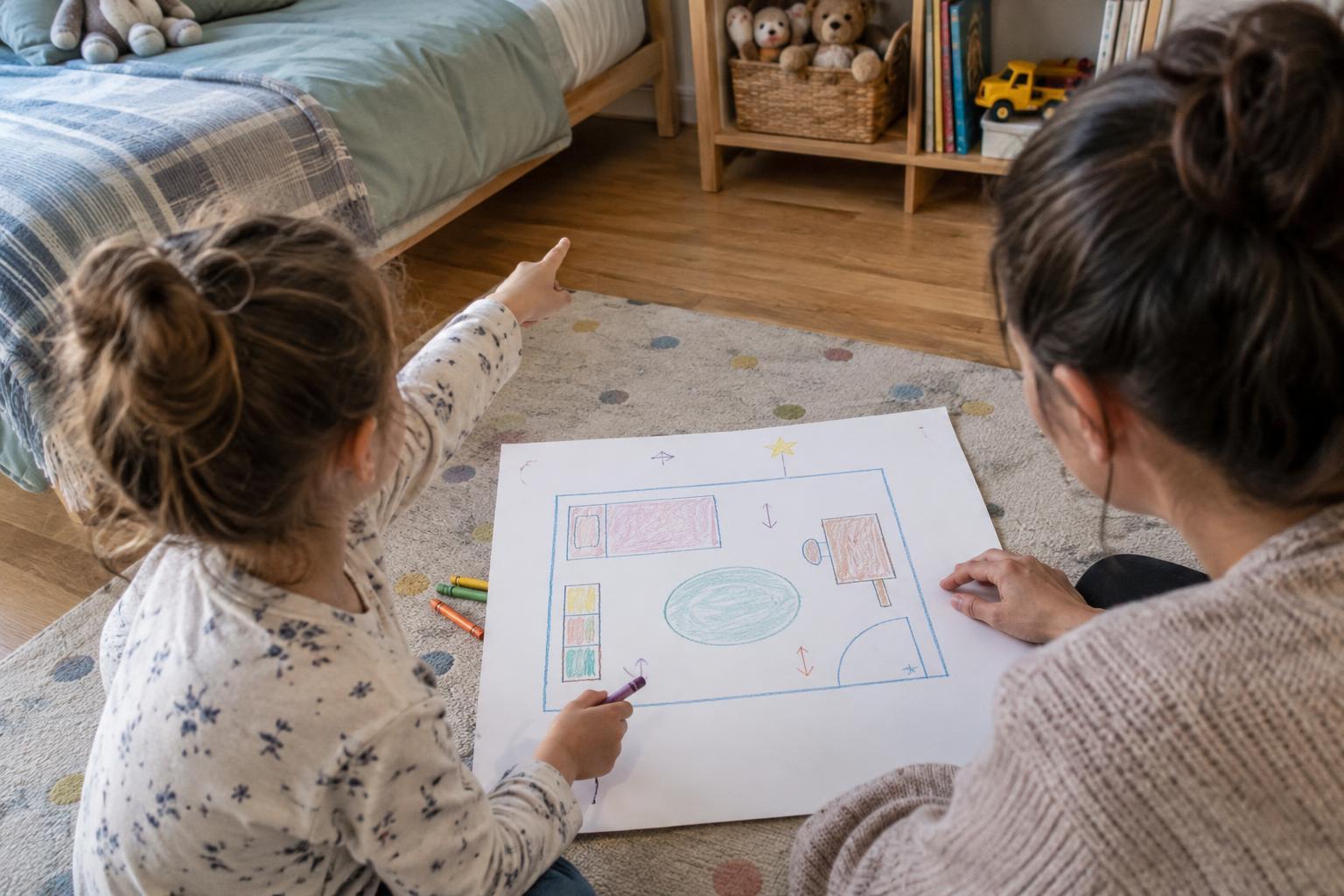 Pierwsza mapa pokoju: jak dziecko odkrywa plan, symbole i kierunki